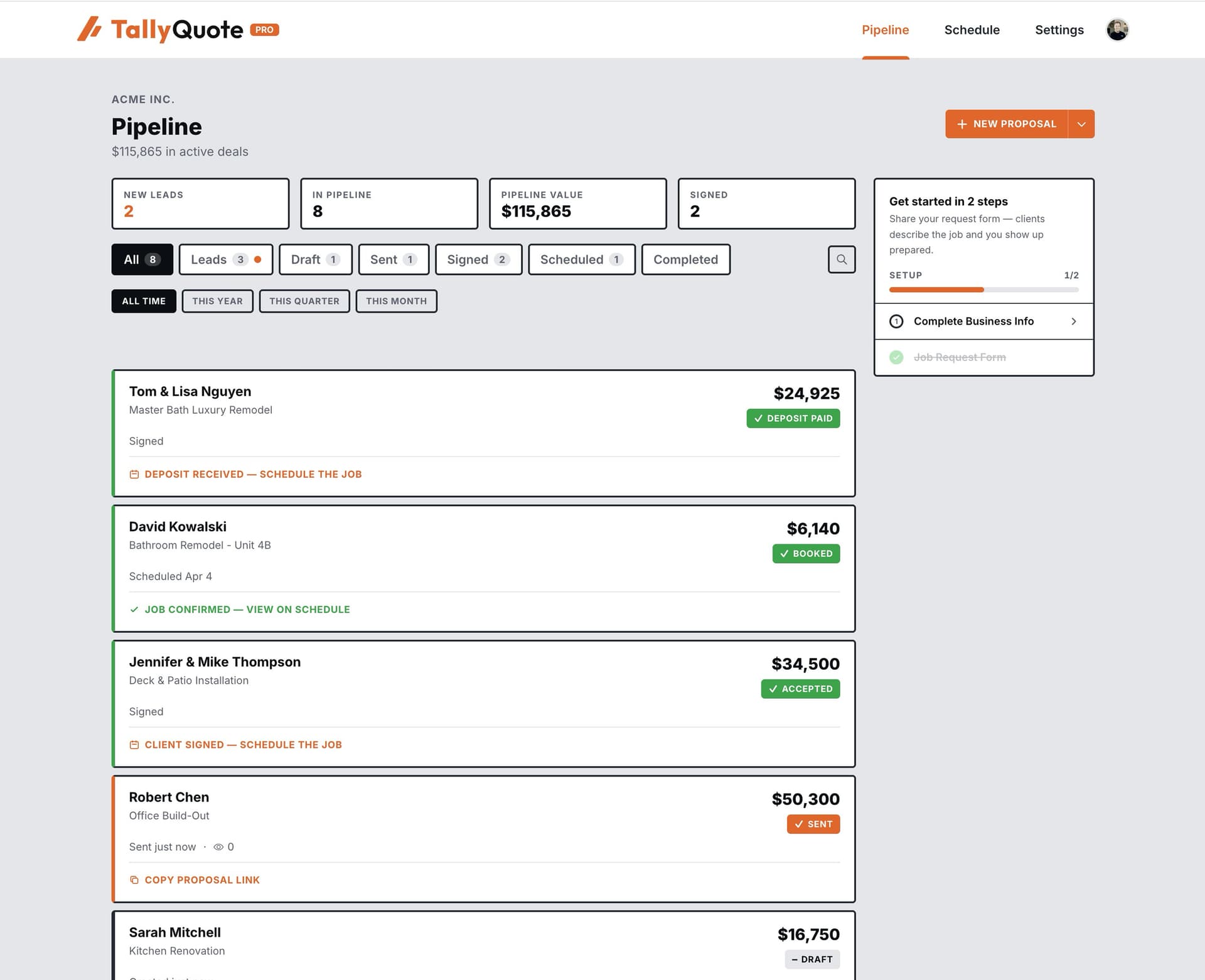 Track every lead from first contact to booked job so nothing falls through the cracks.