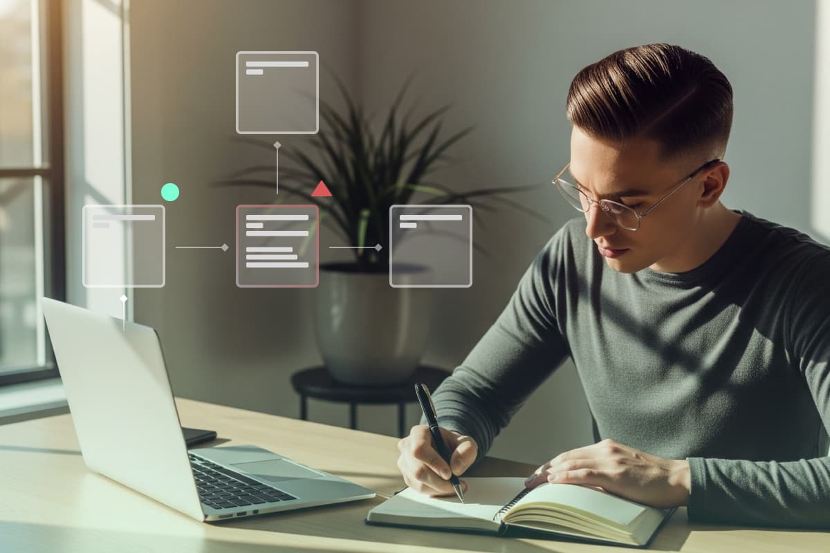 Human-centered AI design methodology showing workflow visualization